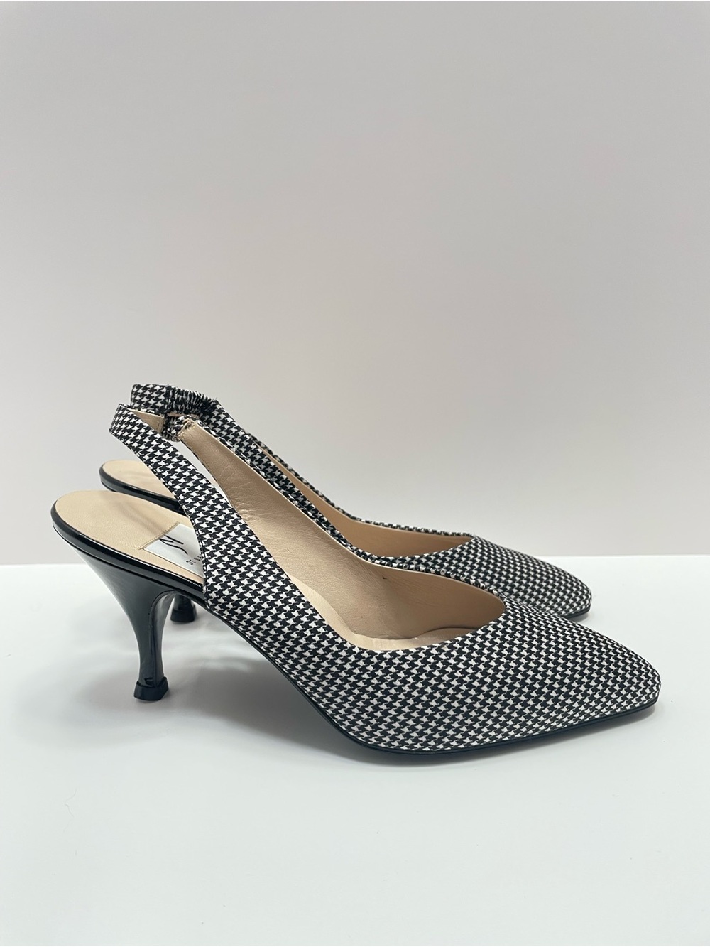 Sandro Black & White Houndstooth Slingback Pumps US 5.5 EU 36
